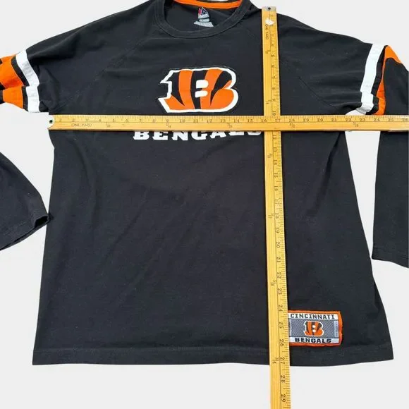 Cincinnati Bengals Majestic Shirt Mens XL Black Long Sleeve NFL Football Raglan - Picture 9 of 9